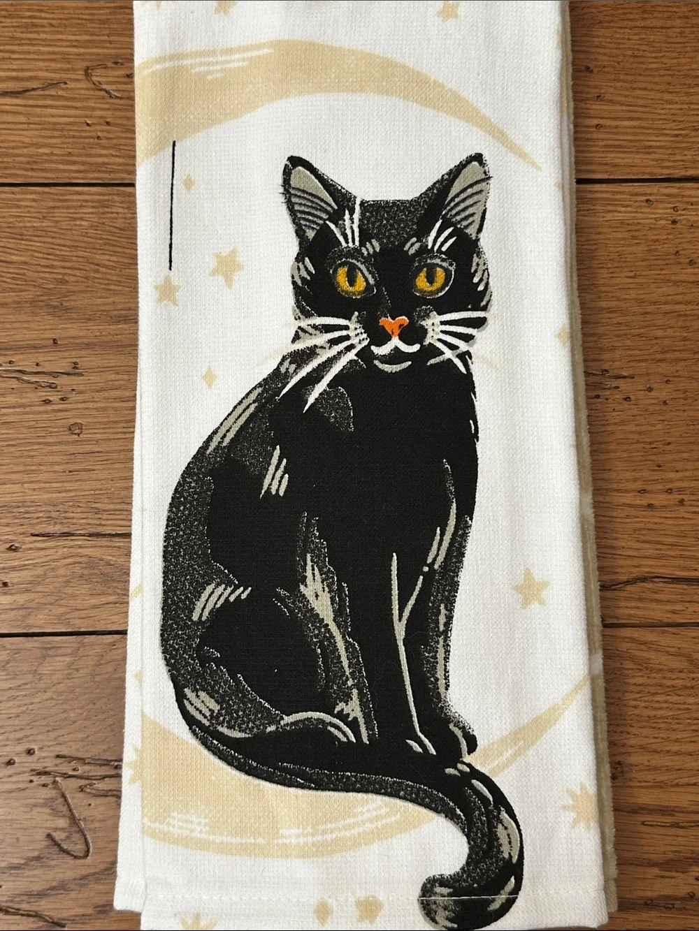 Celebrate Together Black Cat Kitchen Towel Set - Beige and White